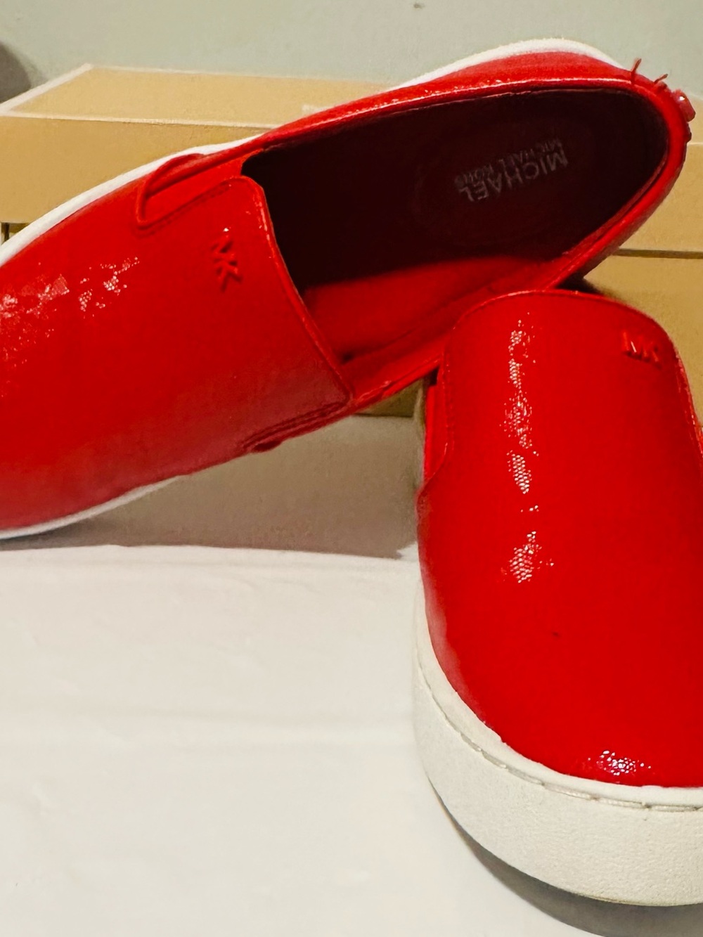 Michael Kors Kids Glossy Red Slip-On Sneakers